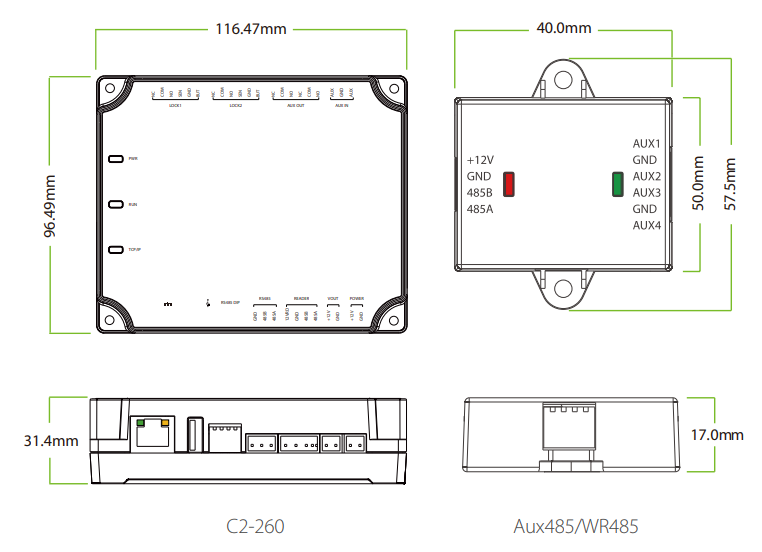 ZKTECO C2260B - Panel de Control de Acceso para 2 puertas con Gabinete Metálico / Incrementa el Número de Puertas a Controlar con el Expansor DM10 / No Tiene Comunicación Wiegand