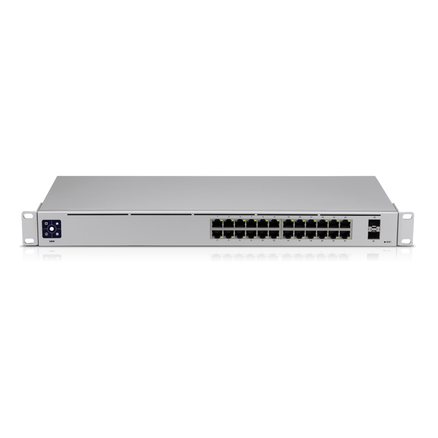 UBIQUITI USW-24 UniFi Switch Capa 2 de 24 puertos 10/100/1000 Mbps más 2 puertos 1G SFP, con pantalla informa