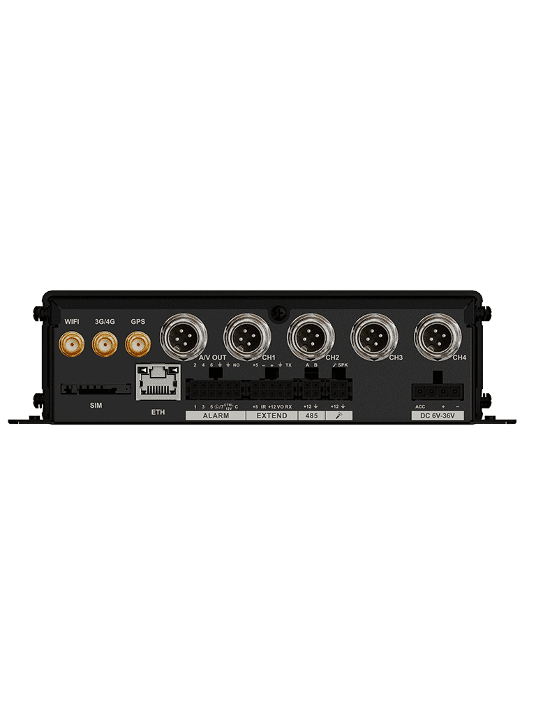 DAHUA DHI-MXVR1004-GFWI - DVR móvil de 4 canales analógicos + 1 IP, Resolución 1080p, Comunicación Ethernet, Wi-Fi y 3G/4G, Incorpora GPS, Principales analíticos: DSM y ADAS, Admite 2 tarjetas SD de hasta 256 (cada una), E&S Alarmas