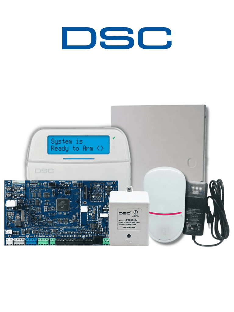 DSC Pro Basic - Paquete Pro 32 zonas con comunicador IP integrado/ Panel HS3032/ Teclado HS2LCDPRO / Fuente HS65WPSNA / Sensor LC203 / Gabinete PC5003 · SKU DSC2480052