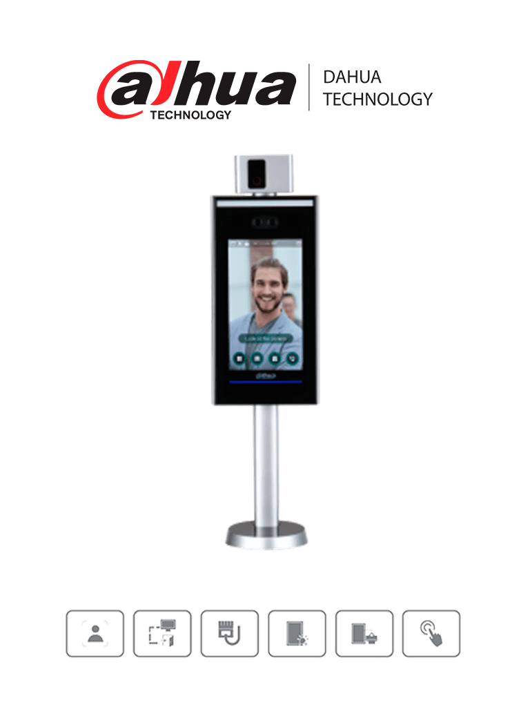 DAHUA DHI-ASI7223X-A-V1-T1 - Control de Acceso con Reconocimiento Facial y Medición de Temperatura/ Pantalla touch de 7 Pulgadas/ Soporta 100,000 Usuarios, 100,000 Rostros, 100,000 Tarjetas, 300,000 Registros/ Montaje en Torniquete/ — Dahua Technology · SKU DHT0810007