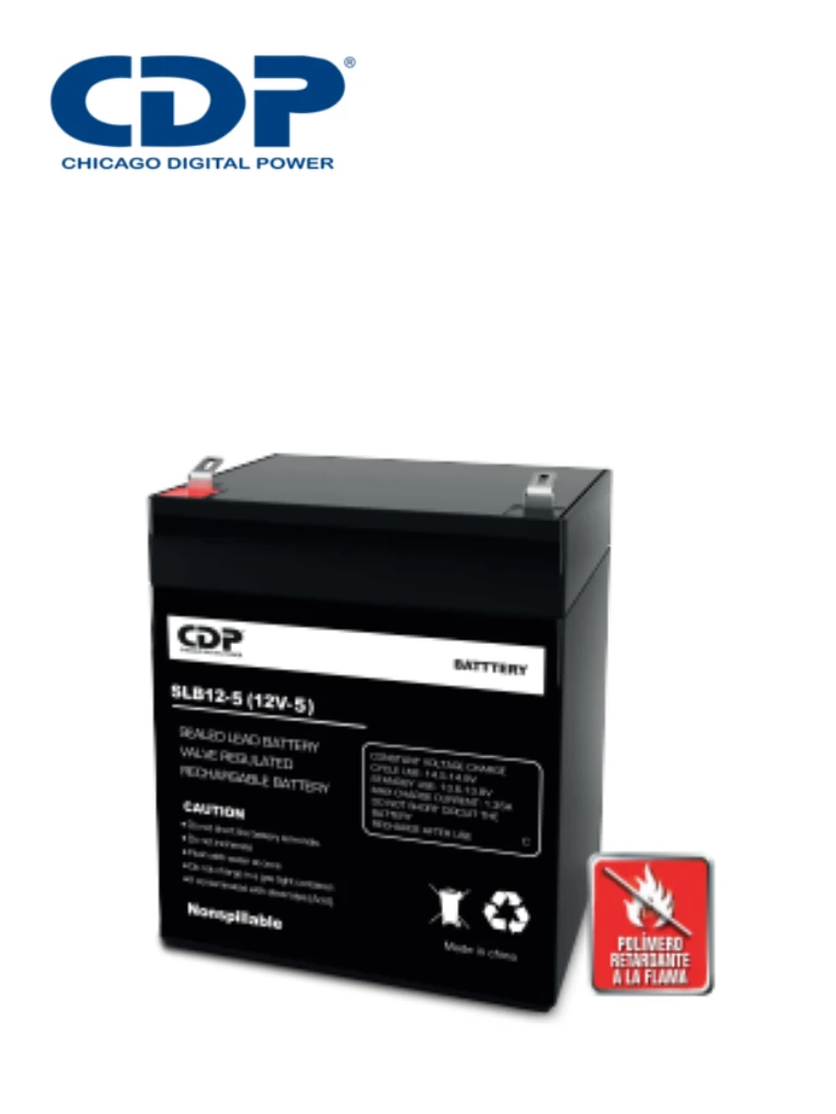 CDP SLB 125 - Batería de respaldo de 12V a 5AH / Batería libre de mantenimiento y fácil instalación / Compatible con CCTV y DSC