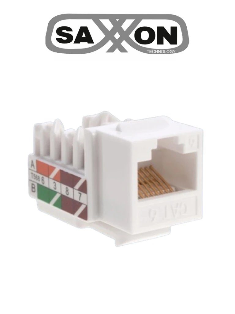 SAXXON M2656W - Modulo jack keystone RJ45 / 8 Hilos / CAT 6 / Compatible con calibres  AWG 22-26 / Color blanco