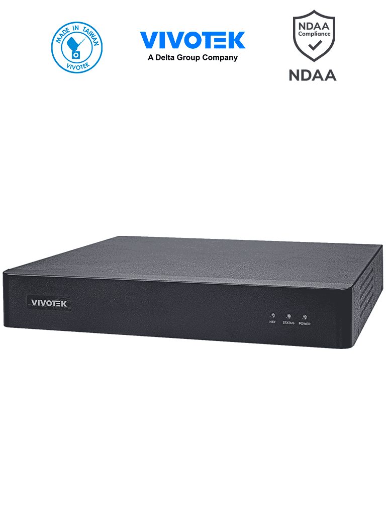 VIVOTEK ND9213P - NVR 4 canales con 1 bahía, 4 puertos PoE FE, 1 FE RJ45, HDMI 4K y VGA, ciberseguridad Trend Micro, control de aforo, Smart VCA Search, gestión PoE, VivoCloud y VAST 2, compatible con NDAA y ONVIF.