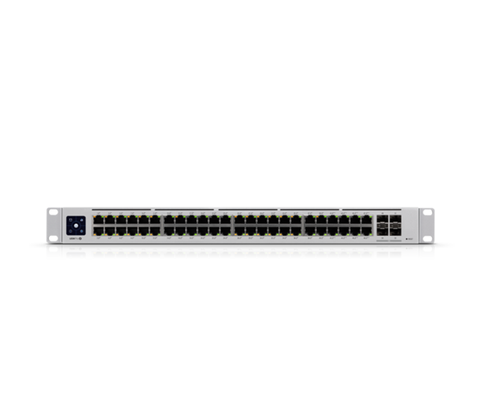 UBIQUITI USW-PRO-48-POE - UniFi Switch Gigabit PoE PRO con 48 puertos PoE Gigabit Ethernet, 4 puertos SFP de 1-10G, 600W de potencia PoE, compatible con PoE at/bt y pantalla informativa