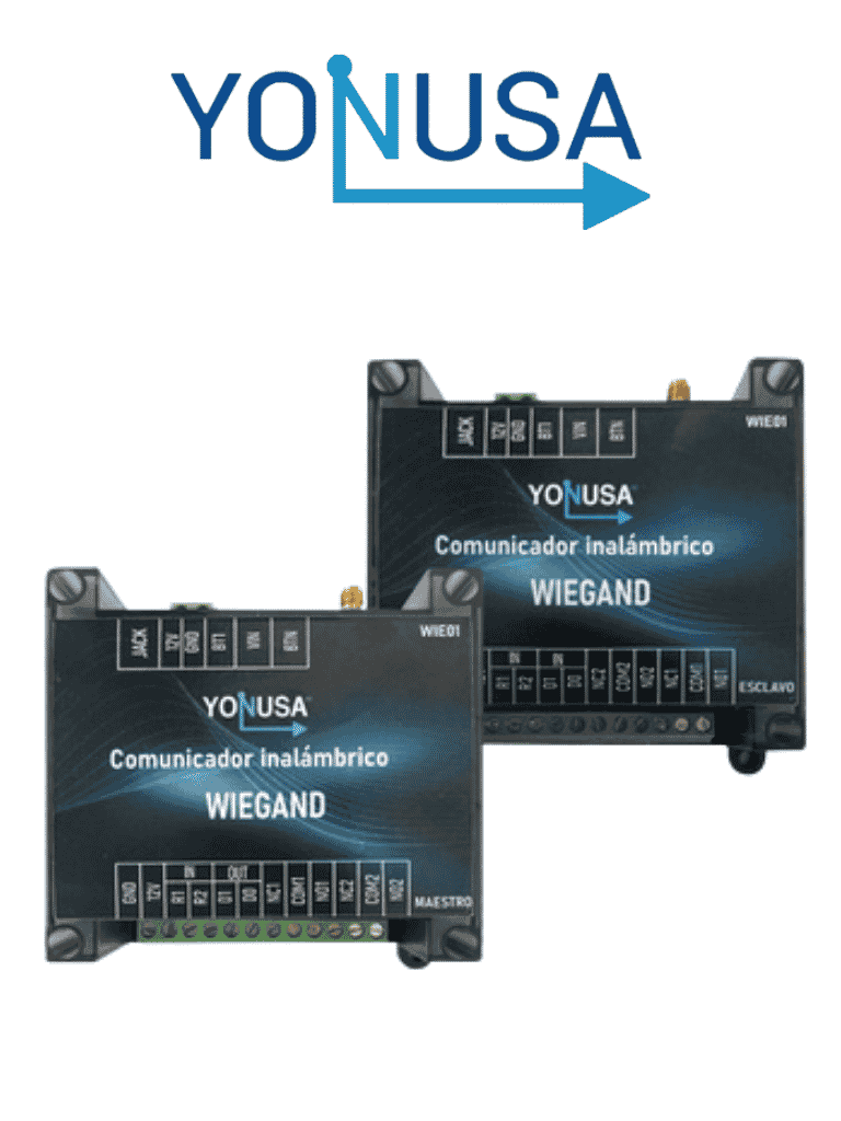 YONUSA WIE01 - Convertidor de lectora para control de acceso (cableado a inalámbrico) / 1 Wiegand / 2 Relevadores / 2 Entradas / 1.6 KM de distancia