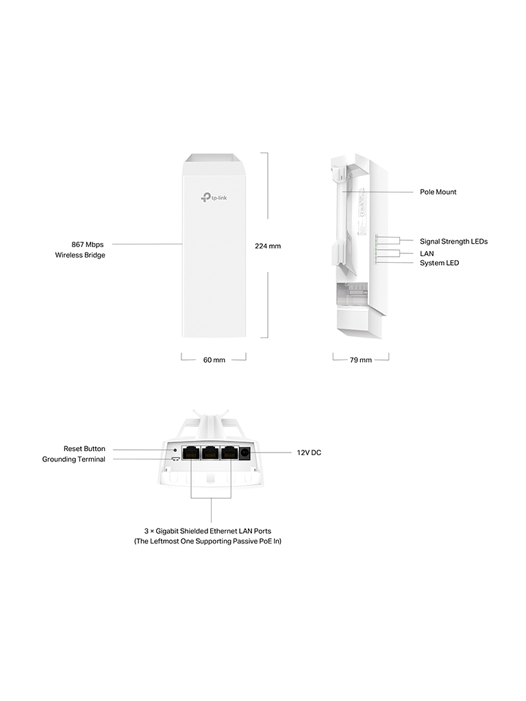 TP-LINK EAP215-Bridge KIT - Punto de acceso Wi-Fi Exterior/ Bridge Omada de 5Km de Alcance/