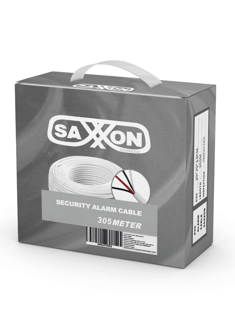 SAXXON OWAC2305JF- Cable de alarma de 2 conductores/ CCA/ Calibre 22 AWG/ 305 metros/ Retardante a la flama/ Recomendable para control de acceso/ Videoportero/ Audio/