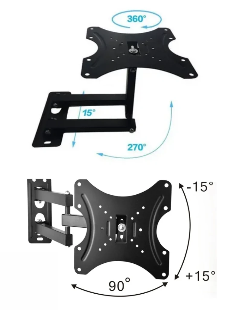 TCE LMEPS20EW - Soporte de Pared Articulado para Pantallas de 14 a 43" , Carga Máxima 18 Kg , VESA 200x200mm / 100x100mm / 75x75mm , Ajuste de Inclincación