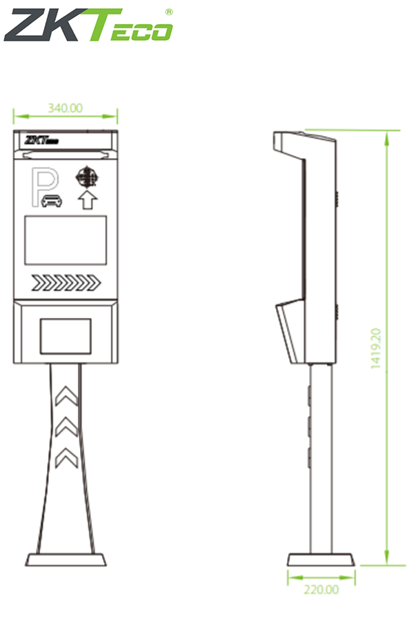 ZKTECO LPRS1000 - Cámara de Reconocimiento Placas Para Control De Acceso Vehicular / Conexión TCP/IP / Pantalla LCD / Luces LED / Un Carril / Semáforo e Indicadores Audibles / Requiere Licencia de Estacionamiento Biosecurity