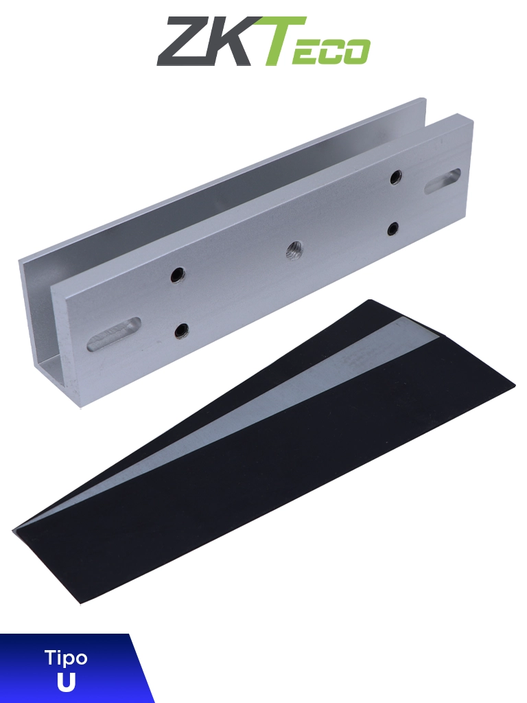 ZKTECO LMB280U - Soporte de Montaje para Puertas de Vidrio sin Marco, Tipo U, Aluminio Anodizado, Compatible con Cerradura Magnética LM200LED — ZKTeco · SKU ZKC0770005