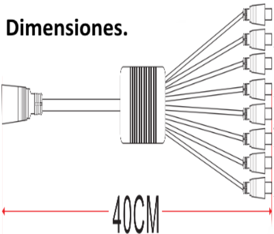 SAXXON PSUWB10 - Divisor de Energía para 8 Camaras/ 1 Conector Hembra + 8 Conectores Macho/ 2.1 mm/