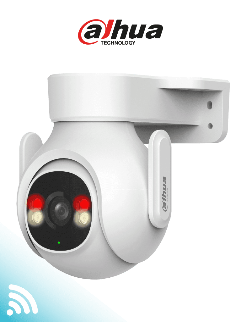 DAHUA DH-P5B-PV- Cámara IP PT WiFi de 5 Megapíxeles con audio bidireccional (micrófono y altavoz), sirena de 110dB, WiFi 6, detección de personas y vehículos, IP65 y ranura MicroSD. — Dahua Technology · SKU DHT0060099