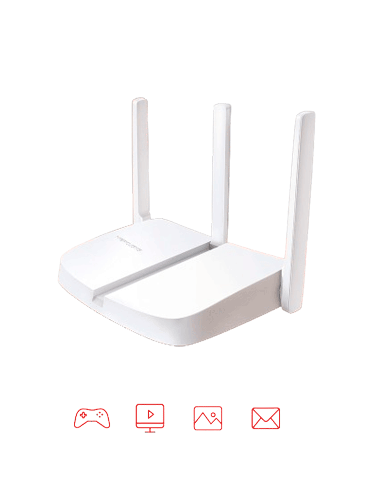 MERCUSYS MW306R - Router inalámbrico N de 2.4 GHz con velocidad de 300 Mbps, 1 puerto WAN 10/100 Mbps, 3 puertos LAN 10/100 Mbps y 3 antenas de 5 dBi. Compatible con IPTV e IPv6.