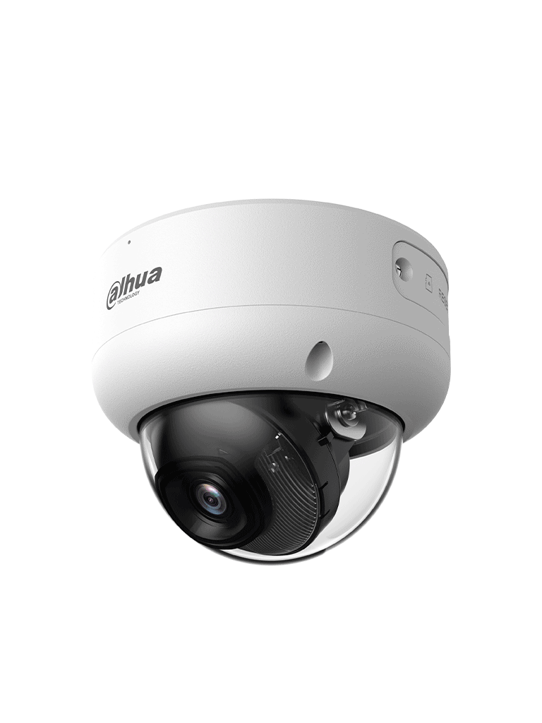 DAHUA DH-IPC-HDBW3249EP-AS-IL-0280B Cámara IP Domo Antivandálica de2MP/WizSense / Xinghan/SMD 4.0/IA SSA/ Iluminador dual inteligente/ AcuPick/ 2.8mm/ 100°/IR, luz cálida 40m/Micrófono incorporado/IP67/IK10/ E&S de Alarma y Audio/ Ranura MicroSD/