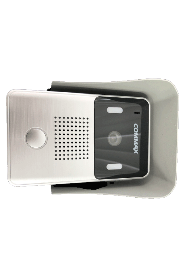 COMMAX DRC4YP - Frente de calle para videoportero, compatible con monitores Commax uso en interior y exterior/ Soporta 2 monitores/ Salida de relay para función de apertura de puerta incluye cubierta metalica