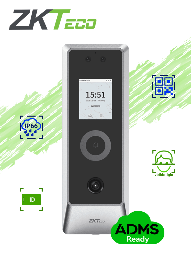 ZKTECO PROMAQR - Control de Acceso Facial / QR / Exterior IP66 / IK07 / 30,000 Rostros / 50,000 Tarjetas 125 Khz — ZKTeco · SKU ZKT0810070