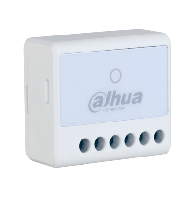 DAHUA DHI-ARM7011-W2 - Relevador inalámbrico, Una salida de relevador NO/NC, Pulso seco, Entrada de 0-36 V CD, Una entrada adicional de tamper, App DMSS, Frecuencia 433 MHz, Tecnología: AirShield, Compatible con HUB 1.0 y HUB 2.0