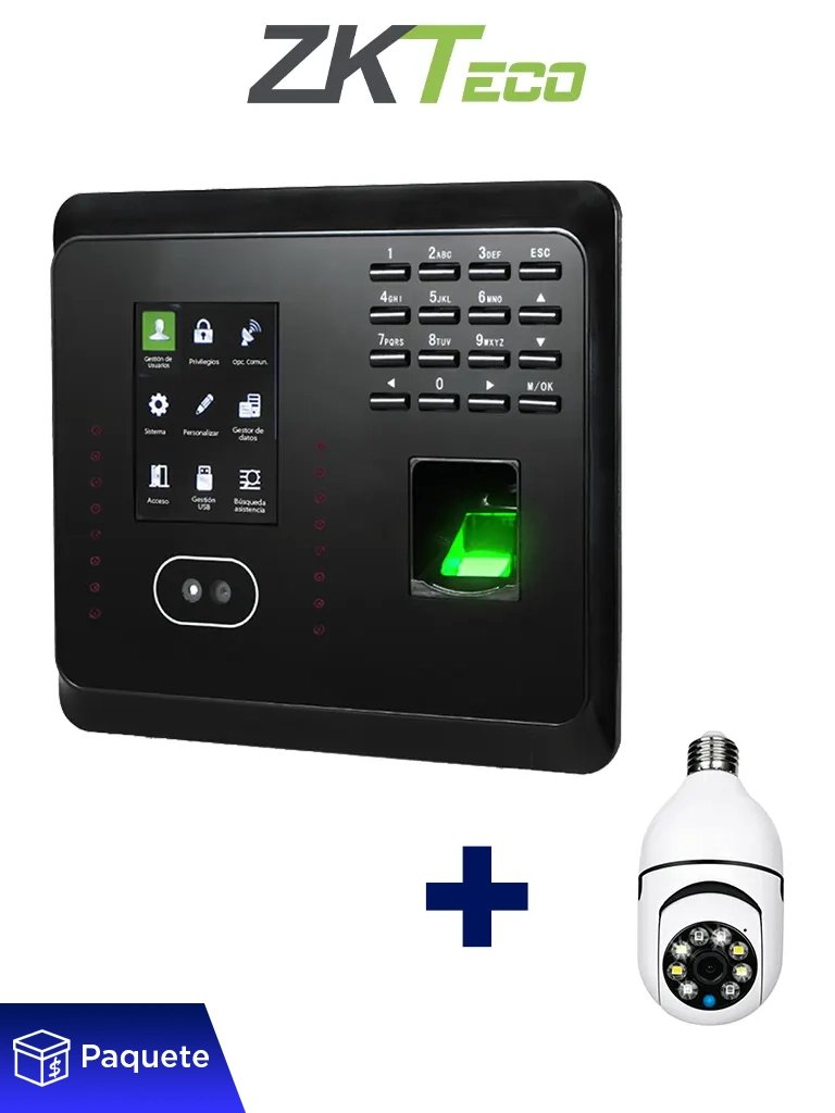 ZKTECO MB360ID + SH01-C2IN - Control de Asistencia y Acceso con 1,500 Rostros, 2,000 Huellas Digitales, Tarjeta ID de 125 kHz y Cámara Wi-Fi de 3 MP con Pan/Tilt, Visión Nocturna y Audio Bidireccional — ZKTeco · SKU ZKT0810093