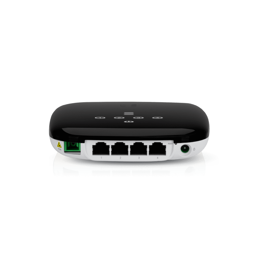 UBIQUITI UF-WIFI - UFiber WiFi 802.11n GPON ONU, Unidad de Red Óptica con 1 puerto WAN GPON (SC/APC) y 4 puertos LAN Gigabit Ethernet.