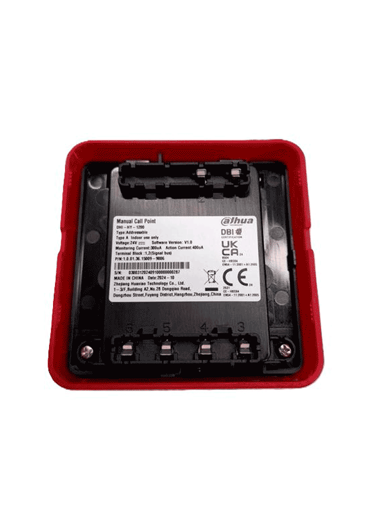 DAHUA WISUALARM HY-1200 - Estacion Manual de Alarma de Emergencia Direccionable/  2 Hilos sin Polaridad/ Cumple con Norma EN54-11/ Saida Independiente Par de Contactos Normalmente Abiertos