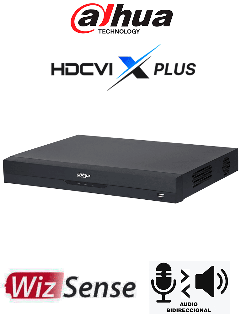 DAHUA DH-XVR5216AN-4KL-I3/T - DVR de 16 Canales 4K WizSense/ HDCVI X PLUS/ Audio Bidireccional en 16 Ch/ H.265+/ 2 Bahías de DD/ 16 Ch HDCVI + 16 IP o Hasta 32 IP/ 2 Canales de Reconoc. Facial/ SMD Plus/ Codif. IA/  Funciones IoT&POS/ Comp con Dolink Care