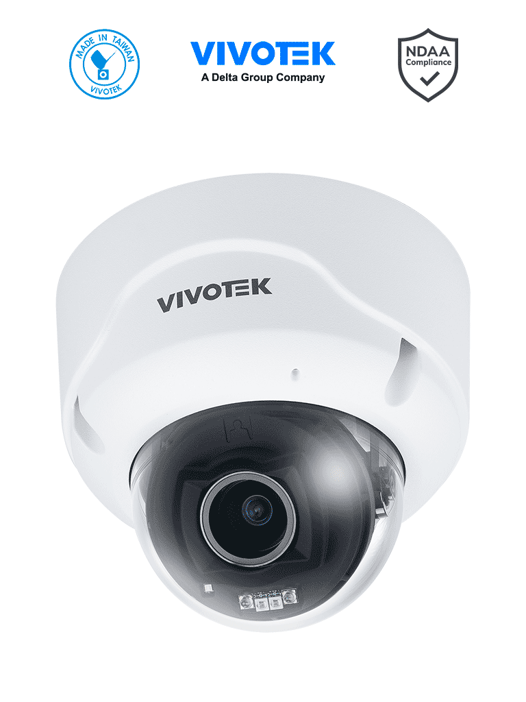 VIVOTEK FD9389-EHTV-V3 - Cámara IP domo exterior 5 MP, IR 40mts, Real Sight Engine IA, WDR Pro, Micrófono Integrado, Lente varifocal 2.8-12mm, Protección IP66, IK10, NEMA 4X, Ciberseguridad Trend Micro, IA Deep Search, IA Smart VCA, NDAA · SKU VIV0040043