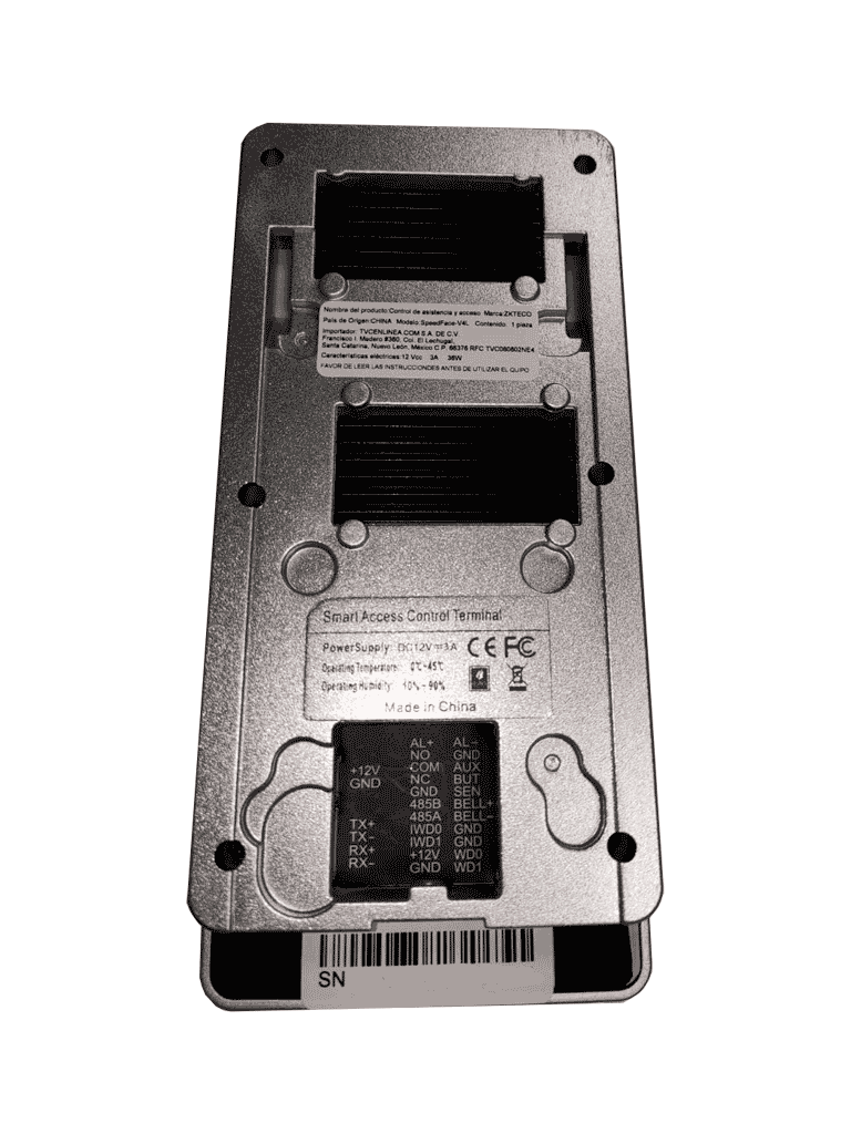 ZKTECO SpeedFaceV4LAC - Control de Acceso y Asistencia Visible Light con Autenticación Facial (800 Rostros), Verificación por Palma (800), Tarjeta ID 125 kHz (1000), Registro de 150,000 Eventos y Conectividad TCP/IP