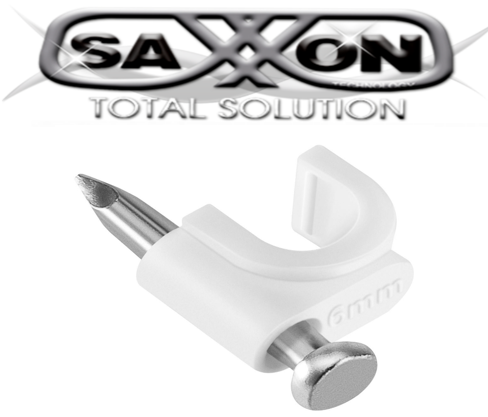 SAXXON GRA955B - Bolsa de 50 grapas de pared/ Color blanco/Diametro: 6mm / Con clavo de 3/4 para concreto de alta resistencia