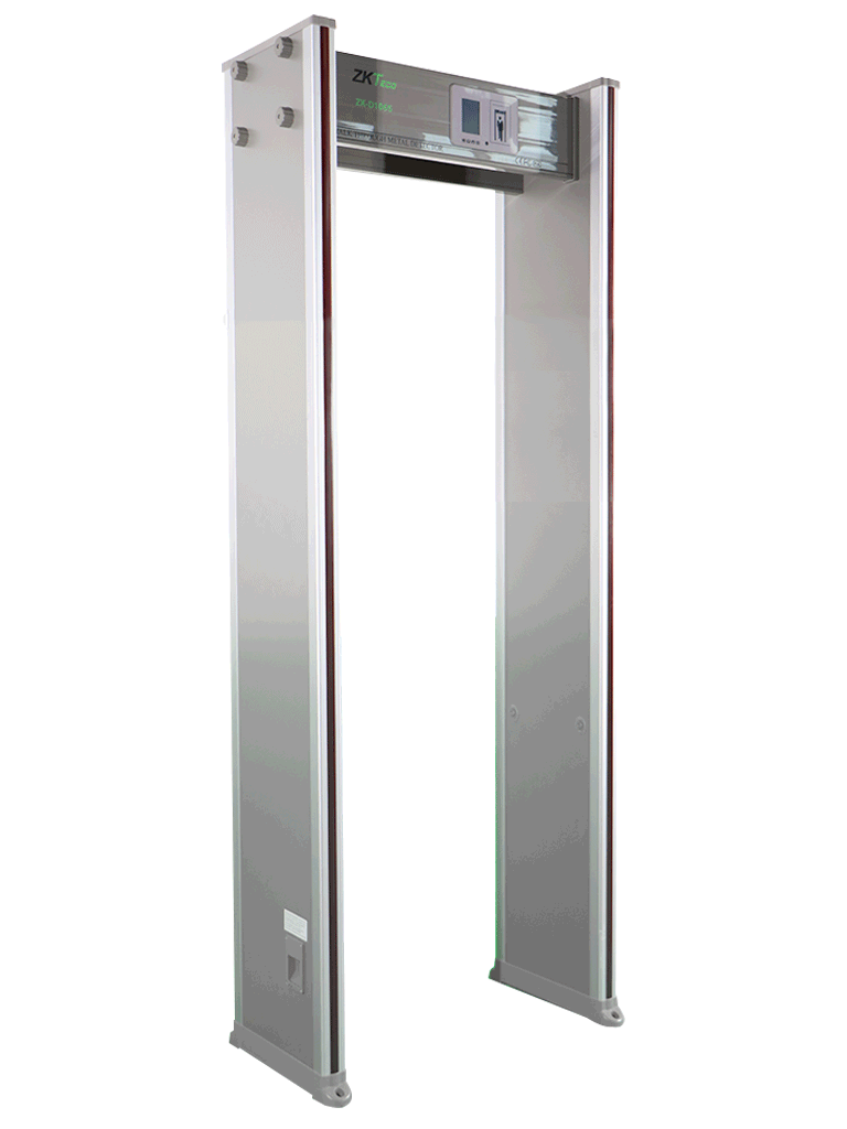 ZKTECO D1065 - Arco detector de metal con 6 zonas de detección, 100 niveles de sensibilidad, pantalla LCD de 3.5", contadores de personas y alarmas, indicadores LED en ambas vistas