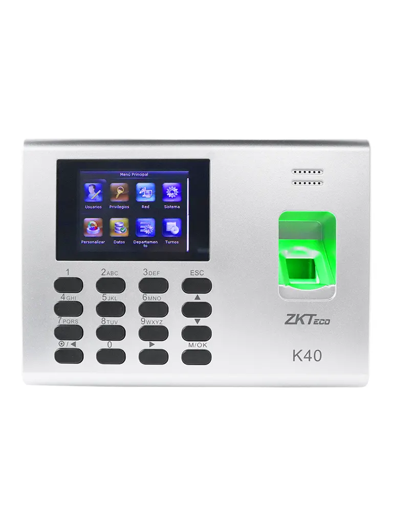 ZKTECO K40 - Control de Asistencia y Acceso Basico con Huella Digital BioID (1000), Conexion TCP/IP, SSR (Reporte en Hoja de Calculo Mediante USB) y Bateria de Respaldo de 2 Horas