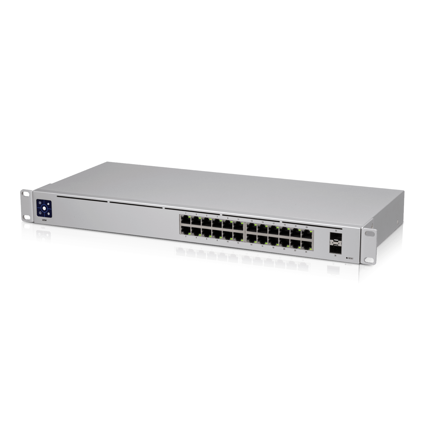 UBIQUITI USW-24 UniFi Switch Capa 2 de 24 puertos 10/100/1000 Mbps más 2 puertos 1G SFP, con pantalla informa