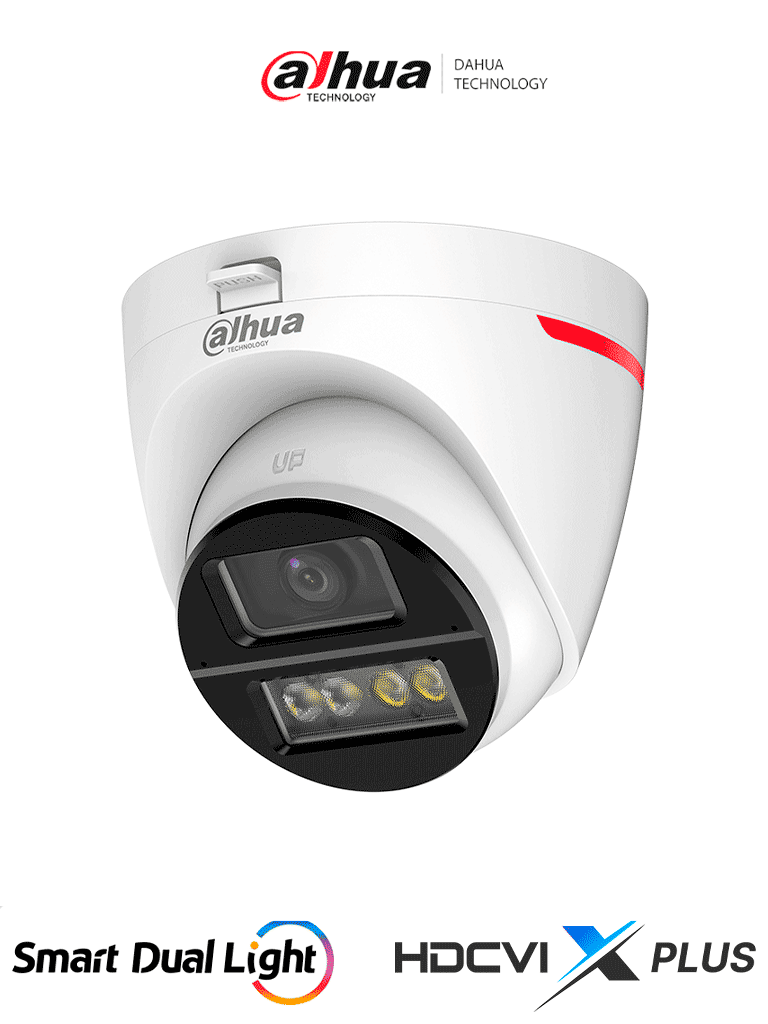 DAHUA DH-HAC-HDW1249XN-IL-A-PRO-Cámara Domo HDCVI 2MP WizColor/HDCVI X PLUS/Imagen 24 Horas a Color/Corrección de Distorsión de Imagen mediante IA/ Iluminador Dual Inteligente/Hasta 50m de Iluminación/Doble Mic Incorp/ 101 Grados Apertura/