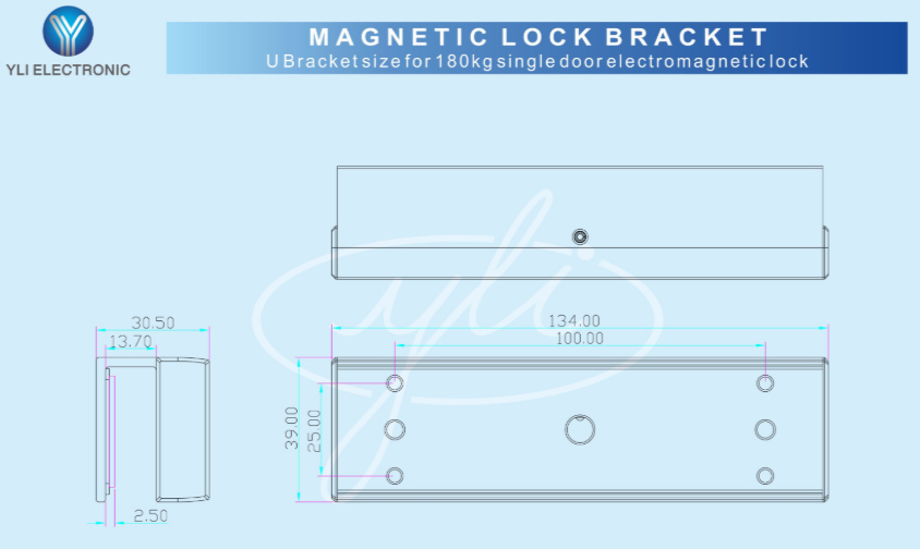 YLI MBK180U - Soporte en U para Puertas de Vidrio Sin Marco / Compatible con Cerradura Magnética YM180NLED