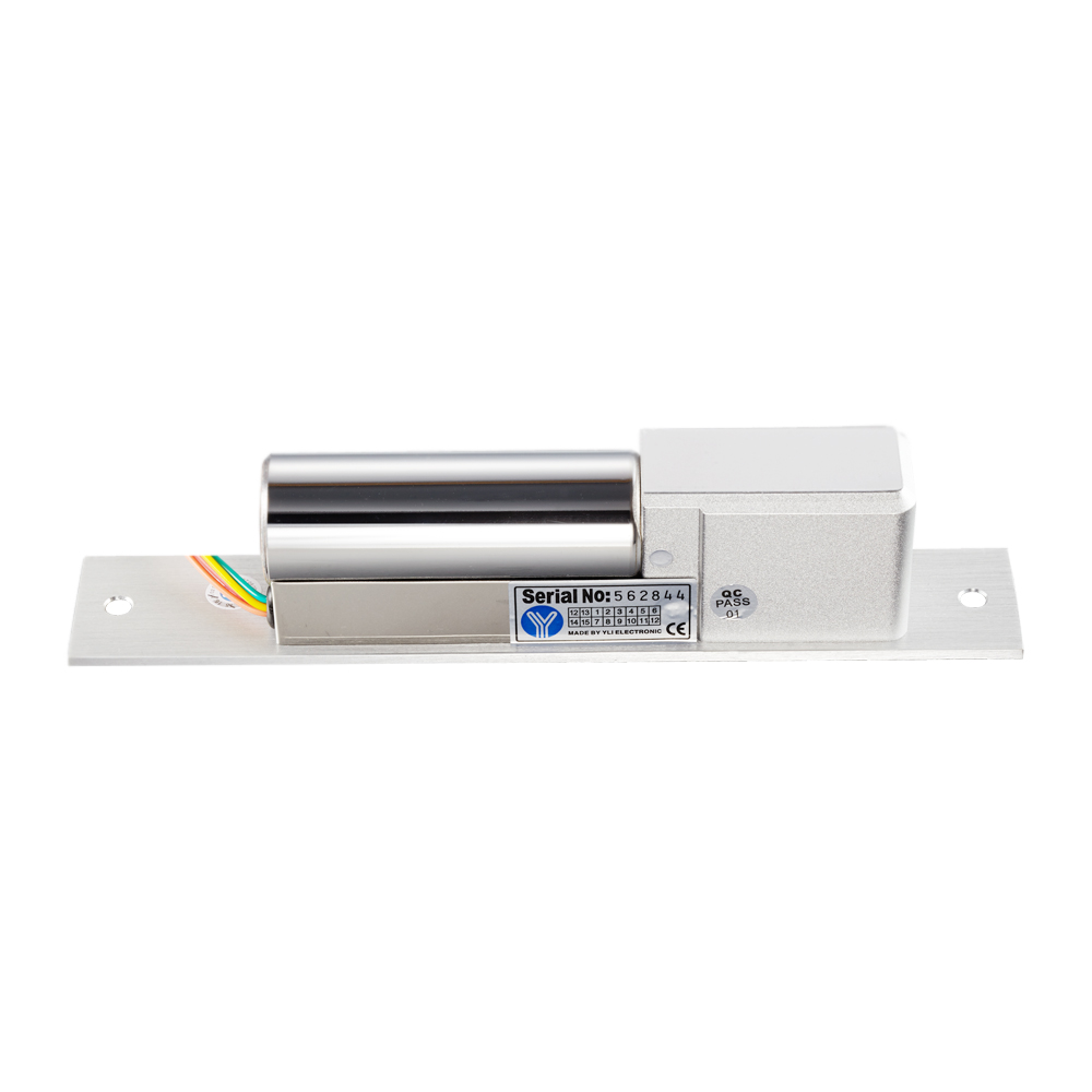 YLI YB300 - Cerradura Eléctrica de perno Soporta 800 Kg / Función NO  / Voltaje 12 y 24 VDC / Retardo 3,6 y 9 segundos / Fail Safe / Compatible con controles de acceso / Compatible Soporte de fijación BBK600