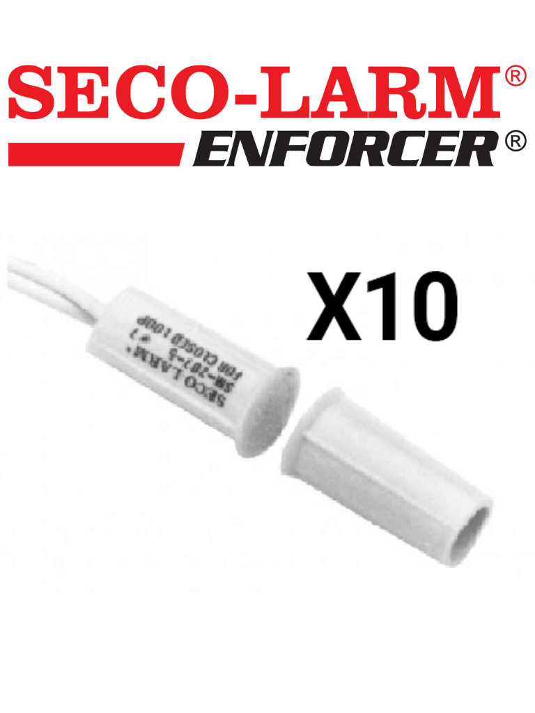 Seco-Larm 10PKW  -Paquete de 10 Contacto magneticos BLANCO Gap 3/4 de EMBUTIDO Tipo Taquete Compatible paneles DSC / RISCO / BOSCH