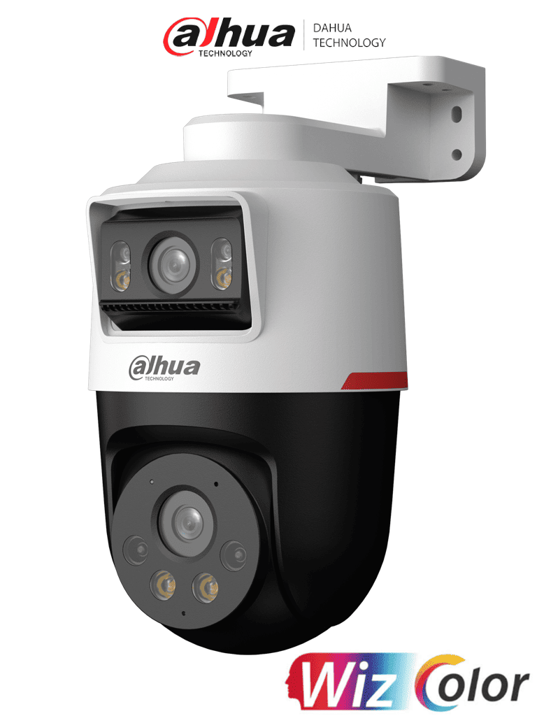 DAHUA DH-IPC-PTS2249B-E2-S-PV-PRO Cámara IP PT dual de 2MP+2MP Lente 3.6/WizColor/SMD Plus/Protección perimetral/Hasta 30m/Iluminador dual inteligente/Audio bidireccional/Disuasión activa d luz y sonido/Ranura microSD/PoE IP66 — Dahua Technology · SKU DHT0060131